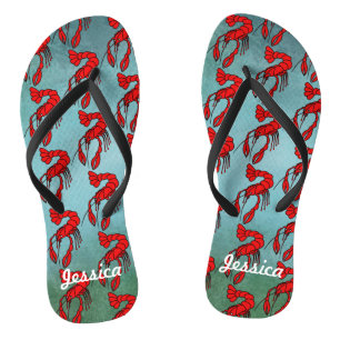 Personalised Red Crawfish Flip Flops
