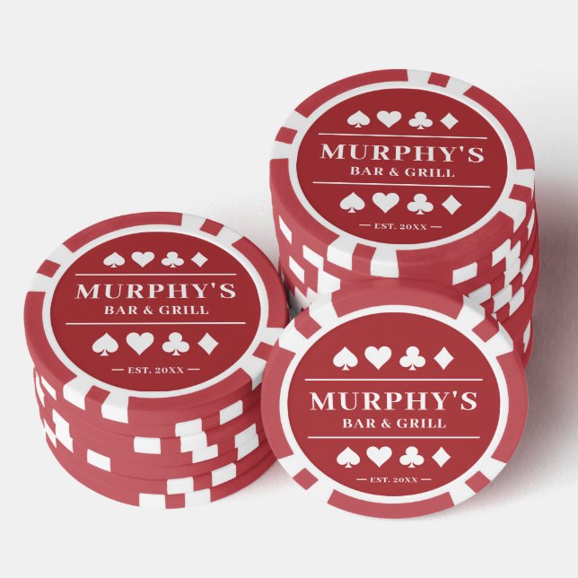 Personalised Red Custom Name Vegas Style Casino Poker Chips (Stack)