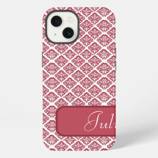 Personalised  Red Damask iPad Case (Back)