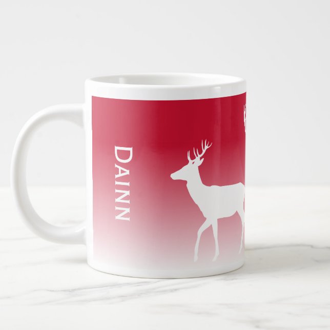 Personalised Red Deer Large Coffee Mug (Left)