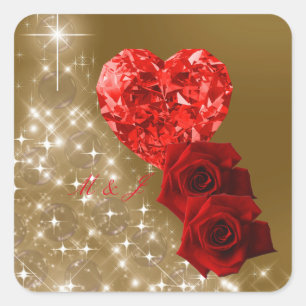 Personalised Red Diamond  Rose Sticker