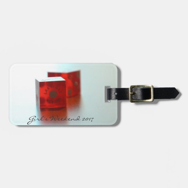 Personalised Red Dice Luggage Tag (Front Horizontal)