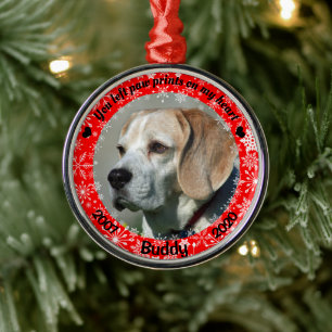 Personalised Red Dog Memorial Metal Tree Decoration