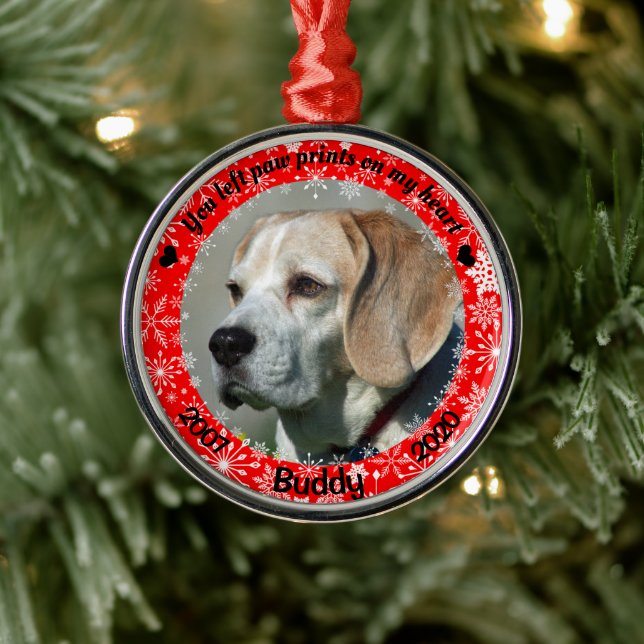 Personalised Red Dog Memorial Metal Tree Decoration (Tree)