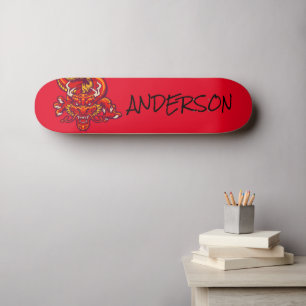 Personalised  red dragon skateboard