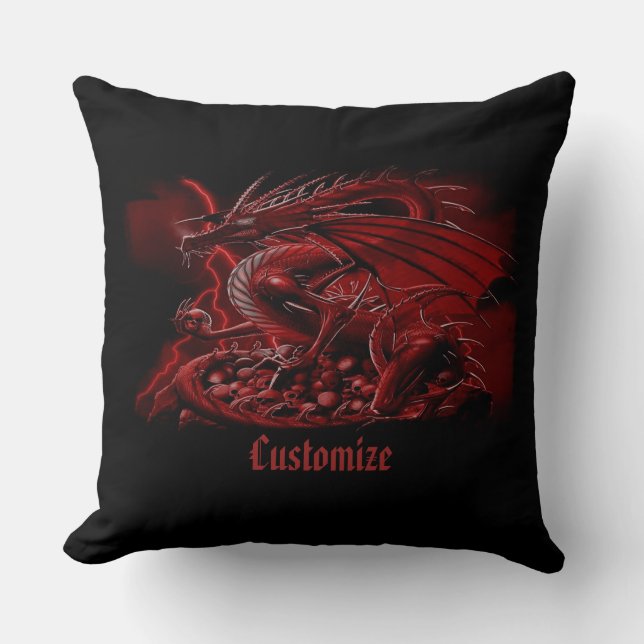 Personalised Red Dragon Throw Pillow (Front)