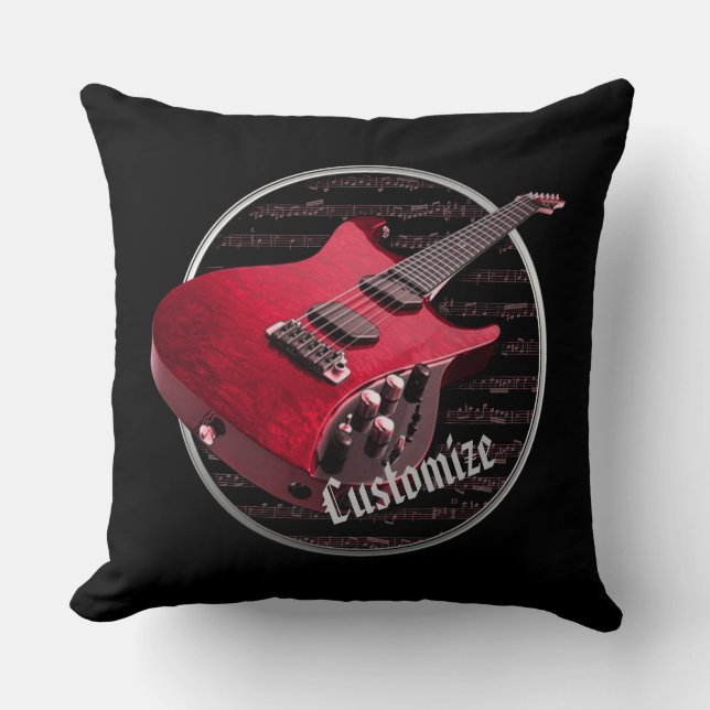 Personalised Red Electric Guitar Pillow (Front)