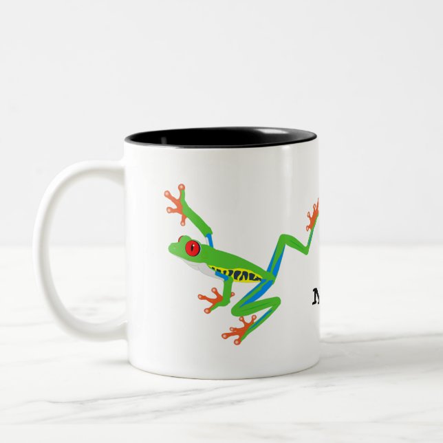 Personalised Red Eye Tree Frog Two-Tone Coffee Mug (Left)