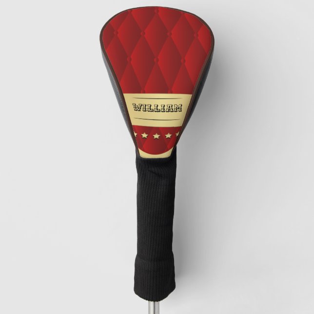 Personalised Red Faux Tufted Golf Head Cover (Front)
