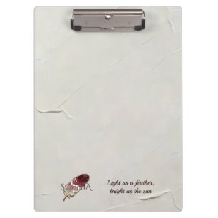 Personalised Red Feather Custom Name Monogram Clipboard