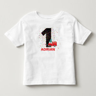 Personalised Red Fire Truck Birthday Party Toddler T-Shirt