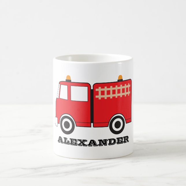 Personalised Red Fire Truck Coffee Mug (Center)