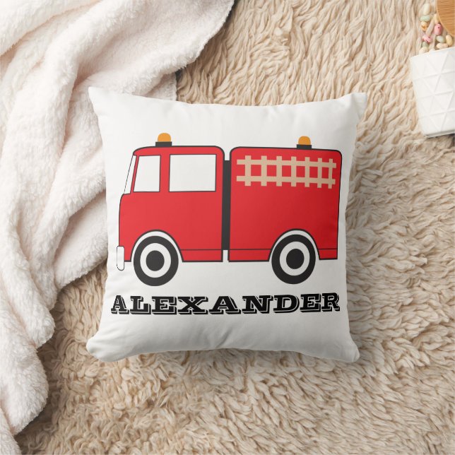Personalised Red Fire Truck Cushion (Blanket)