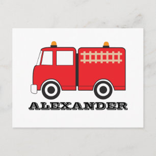 Personalised Red Fire Truck Postcard