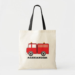 Personalised Red Fire Truck Tote Bag