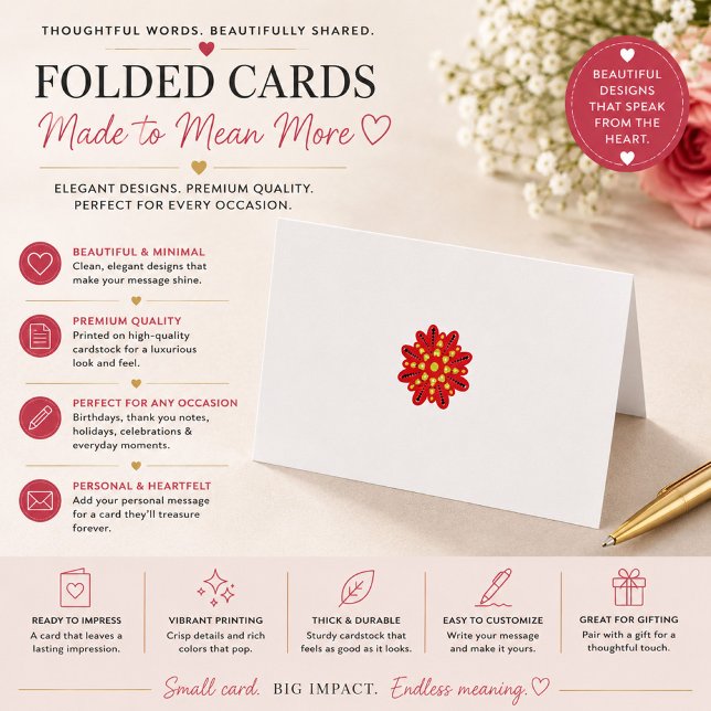 Personalised Red Floral Folded Card (Creator Uploaded)