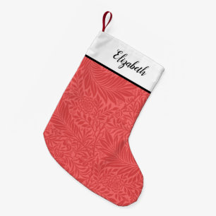 Personalised Red Floral Pattern Small Christmas Stocking