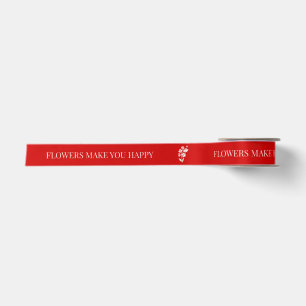 Personalised Red Floral Satin Ribbon Custom Gift