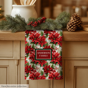 Personalised Red Floral Towel Elegant Christmas