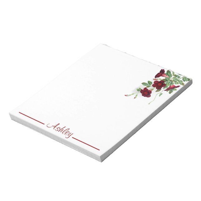 Personalised Red Flower Bells Notepad (Rotated)