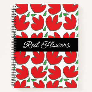 Personalised Red Flowers Floral Pattern Notebook