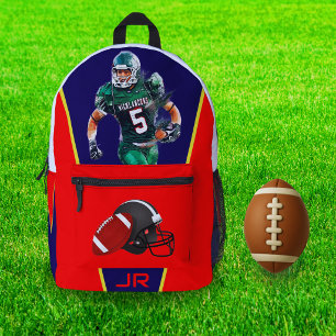Personalised Red Football Back-to-School Boys Printed Backpack