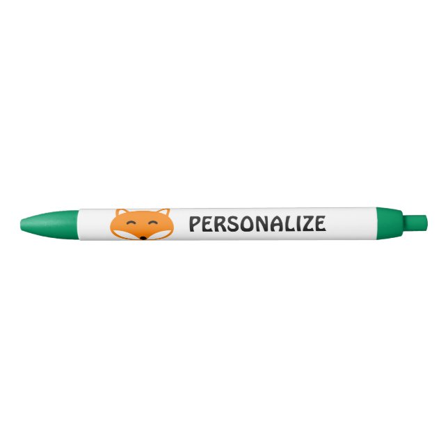 Personalised red fox logo writing pens | Blue ink (Front)