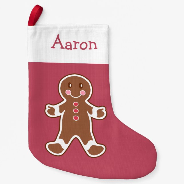 Personalised Red Gingerbread Stocking (Front)