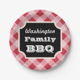 Personalised Red Gingham Paper Plates
