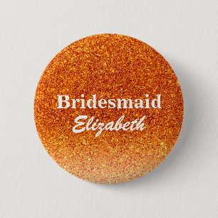 Personalised Red Glitter Bridesmaids Wedding 6 Cm Round Badge