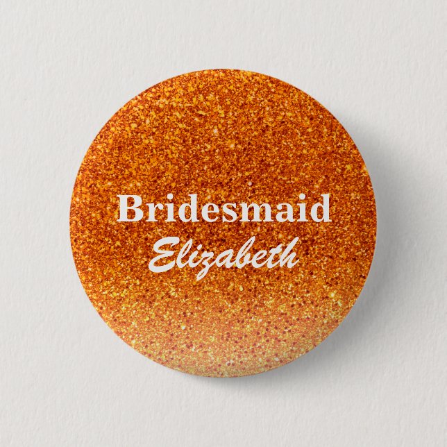 Personalised Red Glitter Bridesmaids Wedding 6 Cm Round Badge (Front)