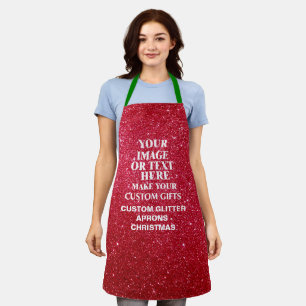 Personalised Red Glitter Christmas Apron