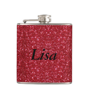 Personalised Red Glitter Flask