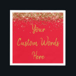 Personalised Red & Gold Birthday Party Anniversary Napkin<br><div class="desc">sweet 16 quinceanera 40th 50th, personalised 30th 21st 16th 15th, 25th fifteen sixteen twenty-fifth first, custom red paper napkins, twinkle glitter napkin for anniversary, bridal shower serviette hen weekend, wedding reception graduation uni sparkly, sparkle serviettes for birthday party, daughter girl baby rehearsal dinner, anniversary party red and gold celebration grad...</div>