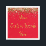 Personalised Red & Gold Birthday Party Anniversary Napkin<br><div class="desc">sweet 16 quinceanera 40th 50th, personalised 30th 21st 16th 15th, 25th fifteen sixteen twenty-fifth first, custom red paper napkins, twinkle glitter napkin for anniversary, bridal shower serviette hen weekend, wedding reception graduation uni sparkly, sparkle serviettes for birthday party, daughter girl baby rehearsal dinner, anniversary party red and gold celebration grad...</div>