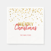 Personalised RED Gold Confetti Merry Christmas