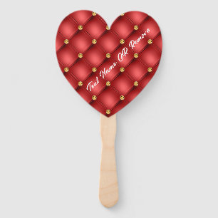Personalised Red Gold Hand Fans with Custom Text
