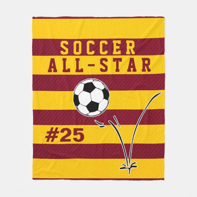 Personalised Red & Gold SOCCER Blanket (Front)