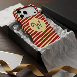 Personalised Red & Gold Striped Luxury Monogram
