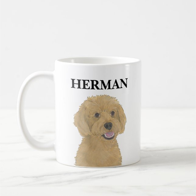 Personalised Red Golden Apricot Doodle Coffee Mug (Left)