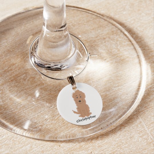 Personalised Red Goldendoodle Dog Design Wine Charm