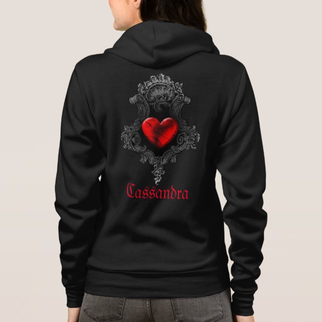 Personalised Red Goth Heart  Hoodie (Back)