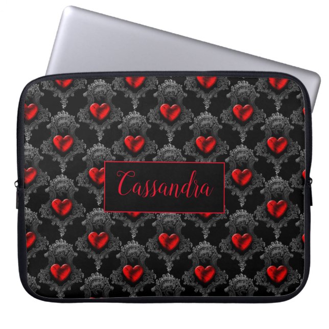 Personalised Red Goth Heart Laptop Sleeve (Front)