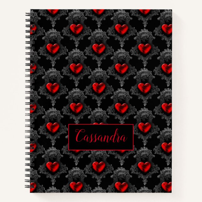 Personalised Red Goth Heart Notebook (Front)