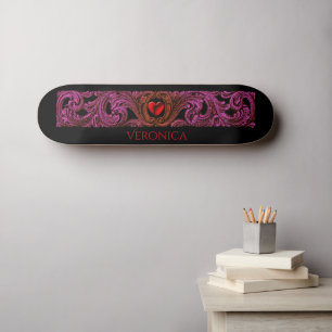 Personalised Red Goth Heart Skateboard