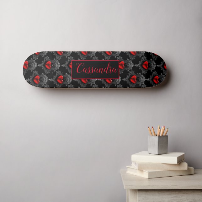 Personalised Red Goth Heart Skateboard (Wall Art (Horz))