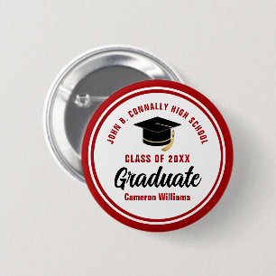 Personalised Red Graduate Commemorative 6 Cm Round Badge