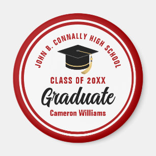 Personalised Red Graduate Commemorative Magnet