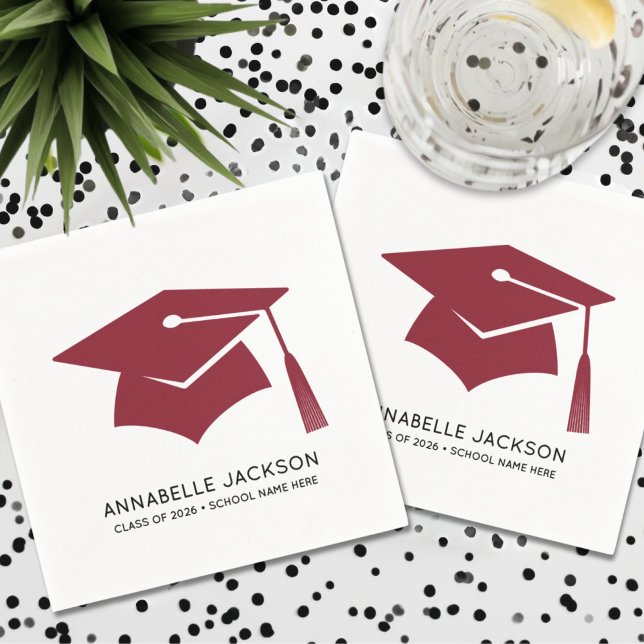 Personalised Red Graduation Napkin (Personalized Red Graduation Napkins)