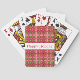 Personalised Red Green Christmas Happy Holiday Playing Cards